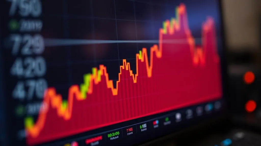 Close up of a financial growth chart on a computer screen, b