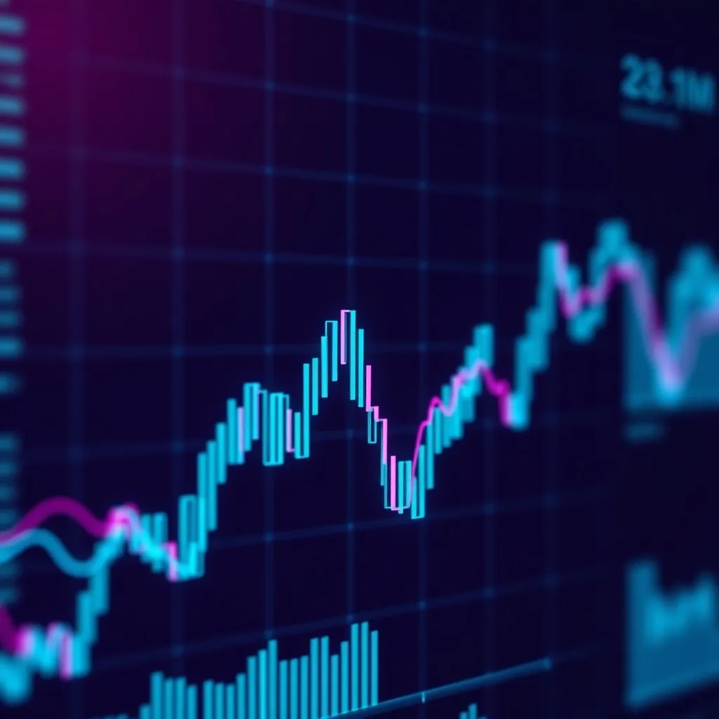 Abstract financial data visualization with glowing magenta a